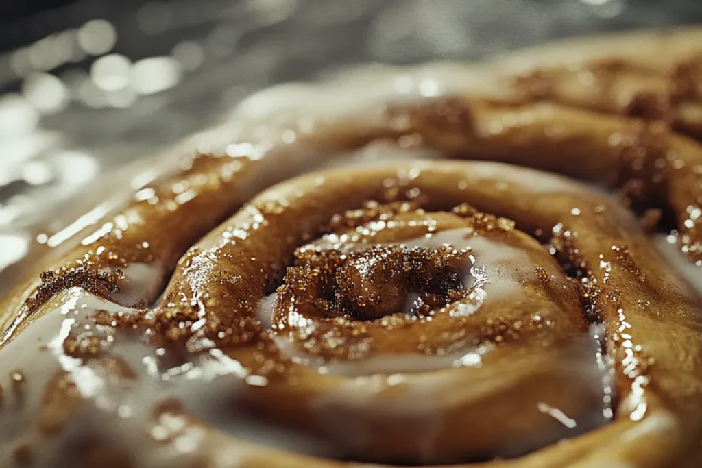 Flat, dense sourdough cinnamon rolls on a baking tray, highlighting issues with dough rising