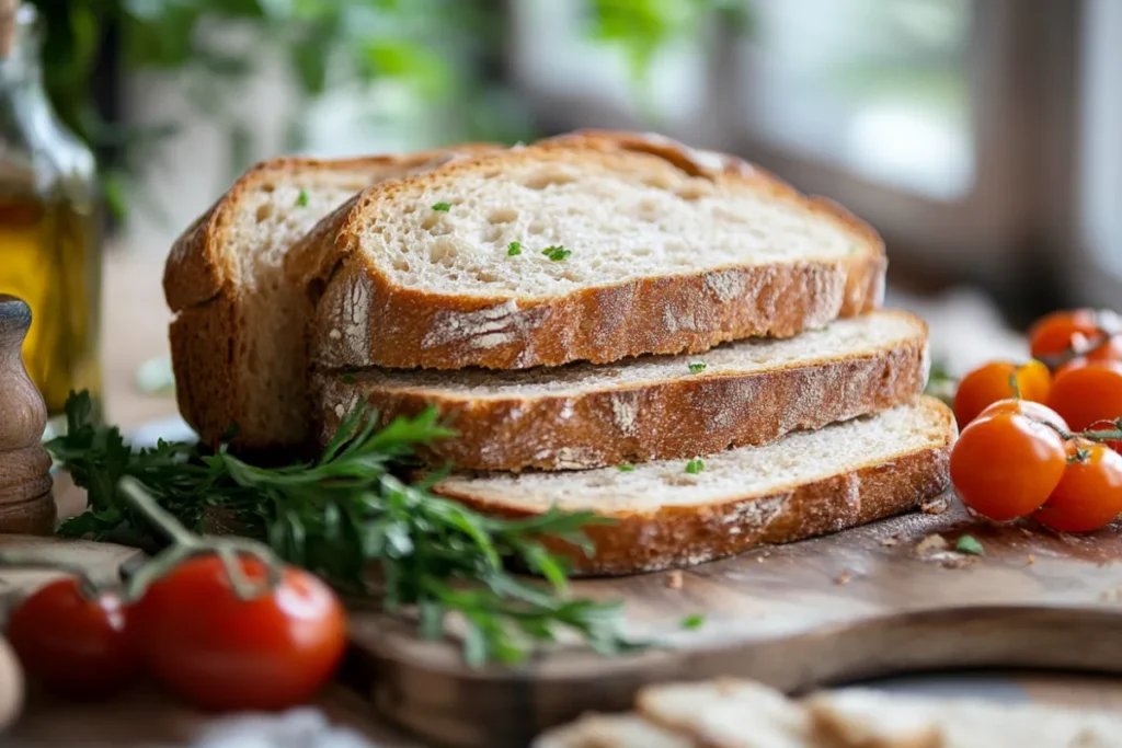 Close-up of sandwich bread slices showcasing the soft texture and fine crumb structure, ideal for making sandwiches