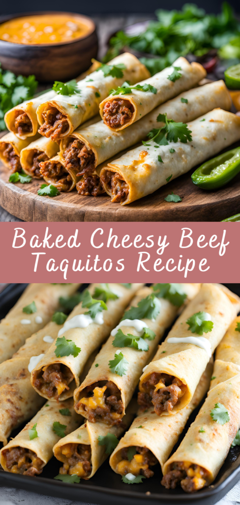 Baked Cheesy Beef Taquitos Recipe