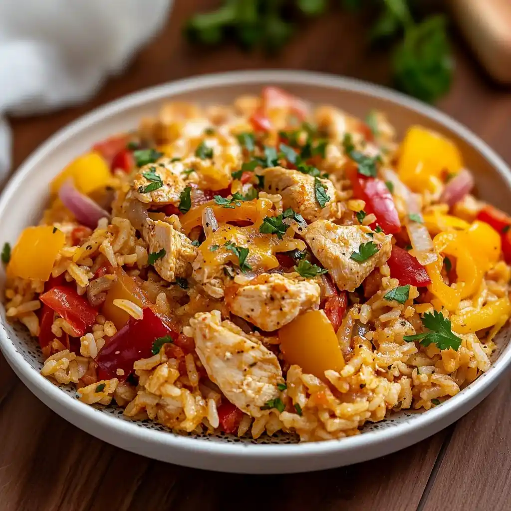 Easy Chicken Fajita Rice Casserole