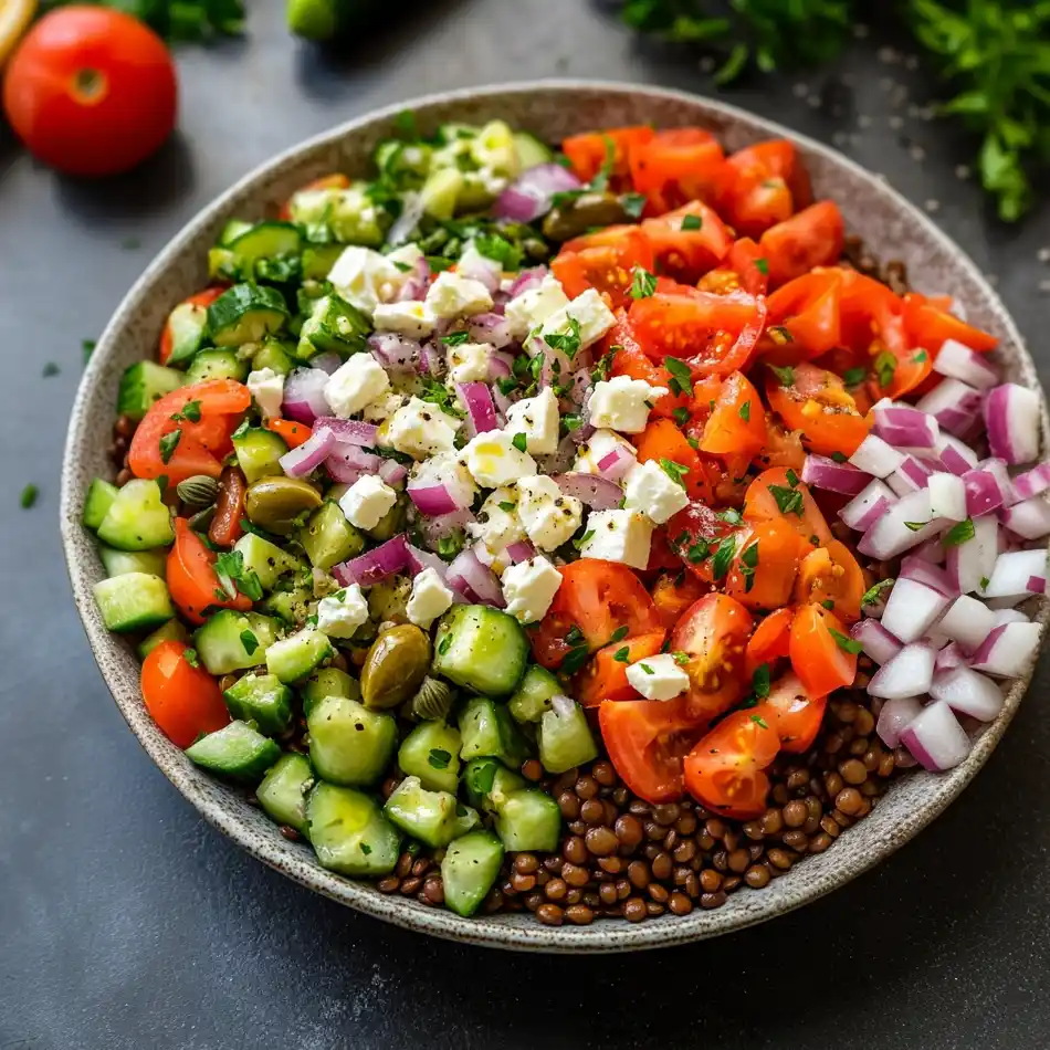 Healthy Mediterranean Lentil Salad