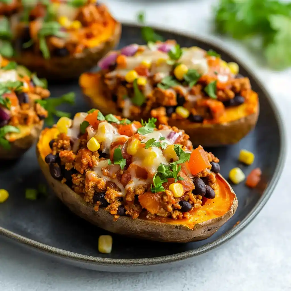 Healthy Turkey Taco Stuffed Sweet Potatoes