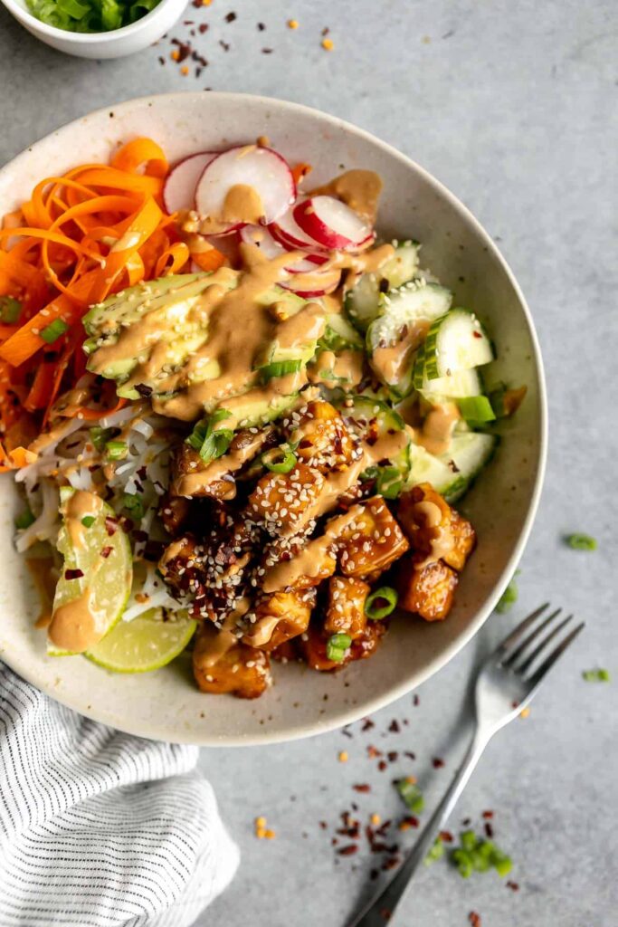 Pan Fried Tofu Noodle Bowls