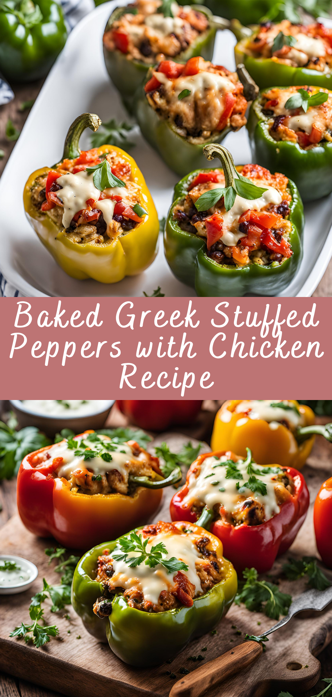 Baked Greek Stuffed Peppers with Chicken Recipe