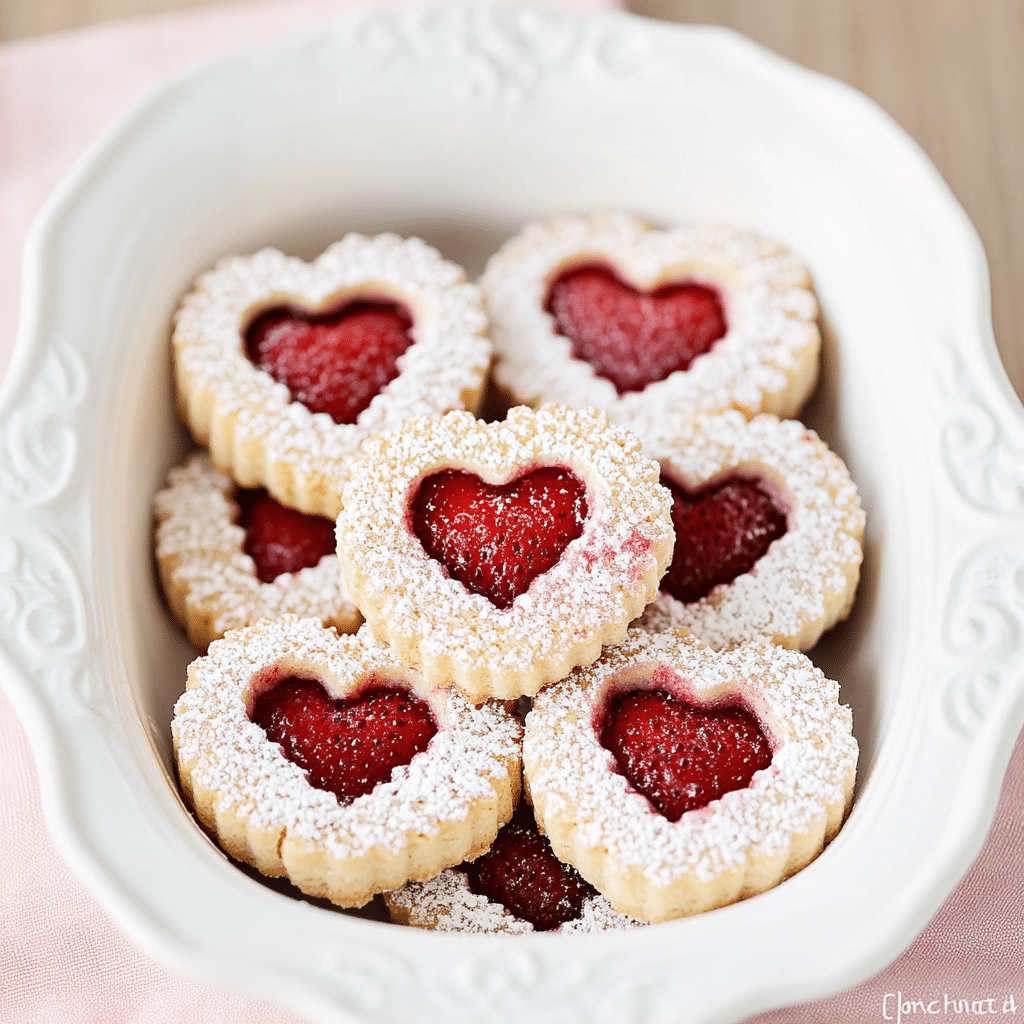 Linzer Strawberry Heart Cookies - Clara quick dinners