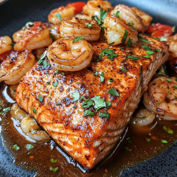 Preparing Spicy Cajun Salmon and Shrimp Delight